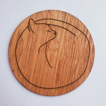 Wooden Curled-up Cat Coaster