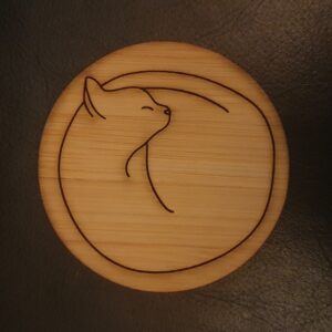 Bamboo Curled-up Cat Coaster