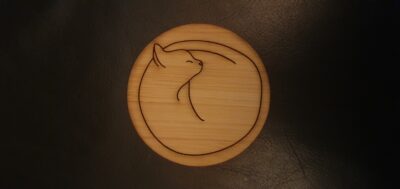 Bamboo Curled-up Cat Coaster
