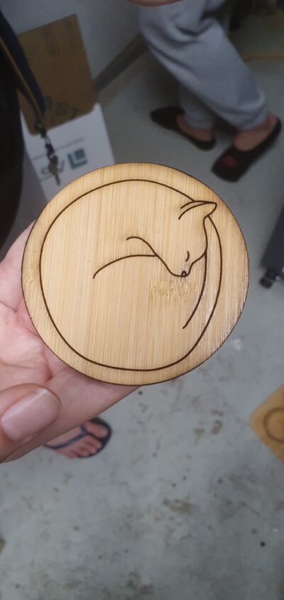 Bamboo Curled-up Cat Coaster - Image 4