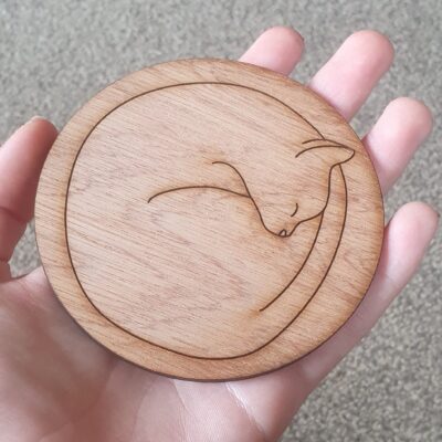 Wooden Curled-up Cat Coaster - Image 5